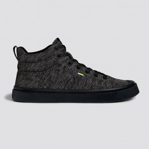 IBI HIGH Cariuma High Top Bamboo Weave Knit Vegan Męskie Czarne | 329PIZCNQ