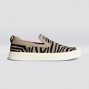 IBI Slip-On Cariuma Low Top Bamboo Weave Knit Vegan Męskie Zebra Print | 840UFLXCO