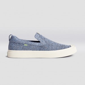 IBI Slip-On Cariuma Low Top Bamboo Weave Knit Vegan Męskie Niebieskie | 807CLHPSO