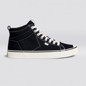 OCA HIGH Cariuma High Top Canvas Vegan Damskie Paski Czarne | 250VNYJPO