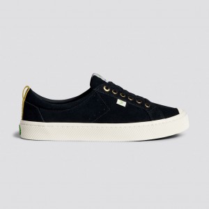 OCA LOW Cariuma Low Top Suede Męskie Czarne | 496MQEVIN