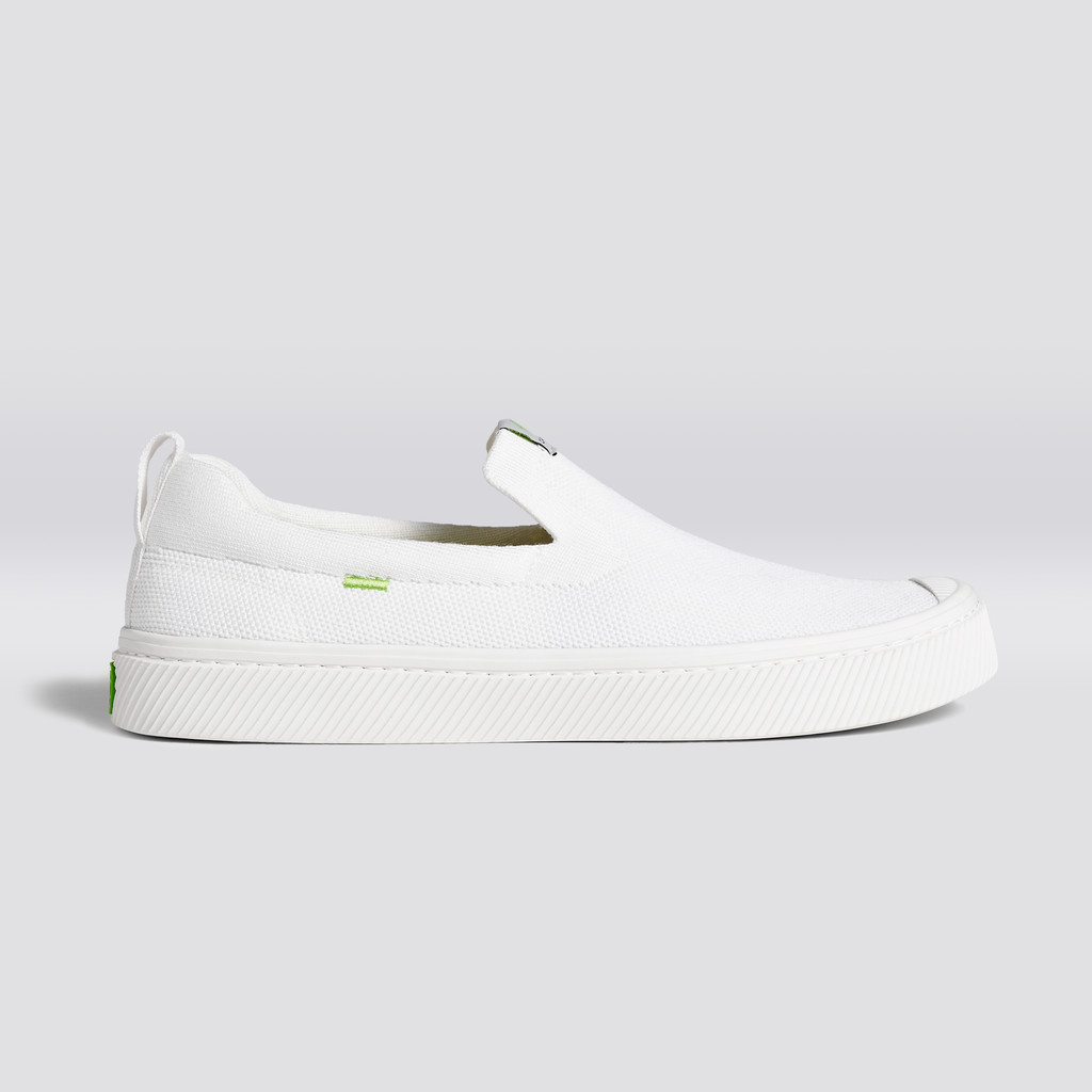 IBI Slip-On Cariuma Low Top Bamboo Weave Knit Vegan Męskie Białe | 014MUSPWB