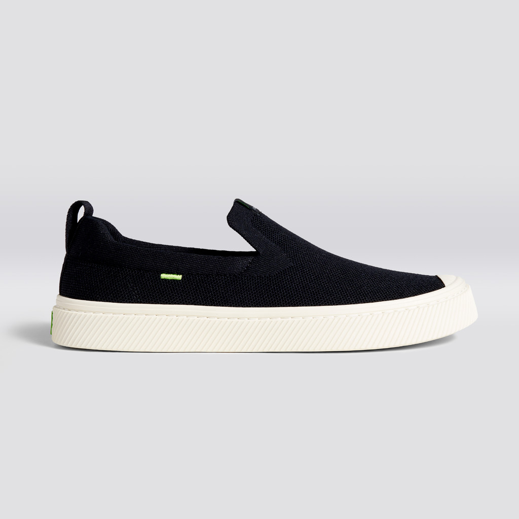 IBI Slip-On Cariuma Low Top Bamboo Weave Knit Vegan Damskie Czarne | 098IURWHY