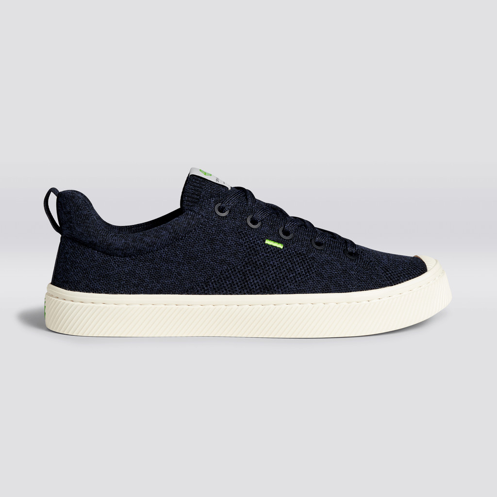 IBI Cariuma Low Top Bamboo Weave Knit Vegan Męskie Granatowe | 537QLUVKG