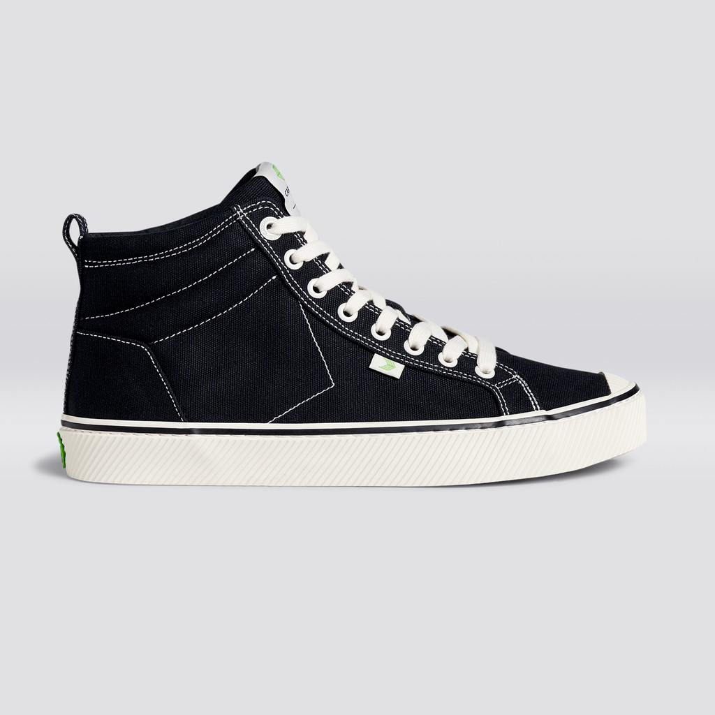 OCA HIGH Cariuma High Top Canvas Vegan Męskie Paski Czarne | 075HQDBNJ